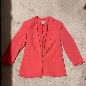 H&M Coral Pink Open-Front Blazer Jacket